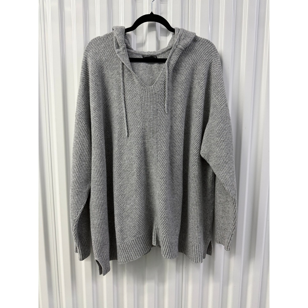 Simply Vera Vera Wang Hoodie Womens 2X Grey Excellent Cashmere Blend Ribbed Knit